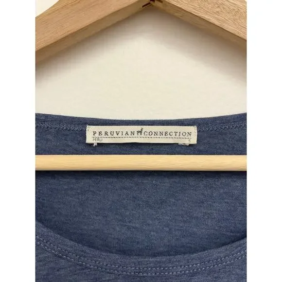 Peruvian Connection Layering Pima Cotton Stretch Round Neck Long Sleeve Tee - S - Picture 4 of 6